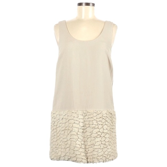 🌺 RACHEL Rachel Roy Sleeveless Faux Fur Lightweight Mini Shift Dress Size M - Picture 1 of 8
